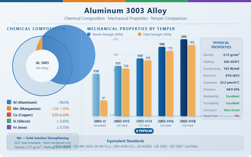 Aluminum 3003 Alloy — Chemical Composition & Mechanical Properties